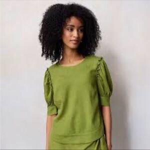 Lauren Conrad Puff Sleeve Popover Short Sleeve Top Size Medium